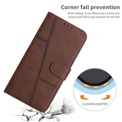 Samsung Galaxy A34 5G Case Stitching Calf Texture Magnetic Buckle Brown