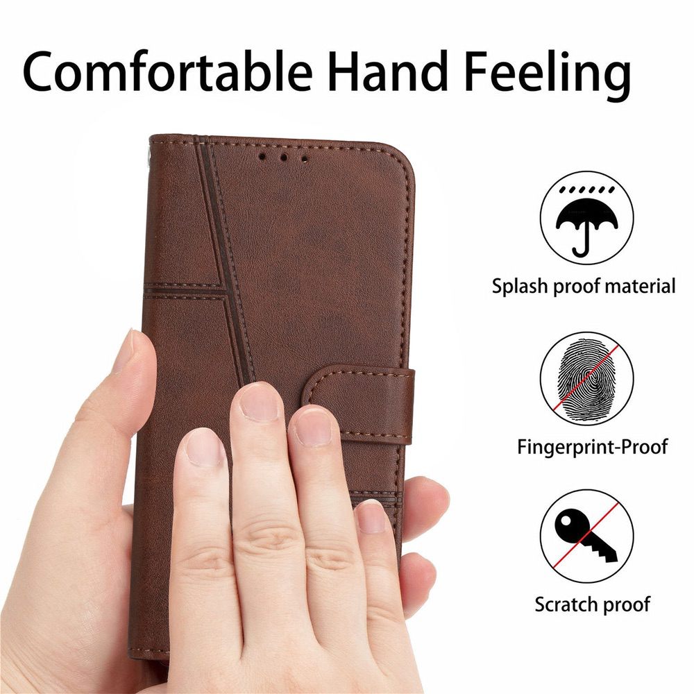 Samsung Galaxy A34 5G Case Stitching Calf Texture Magnetic Buckle Brown
