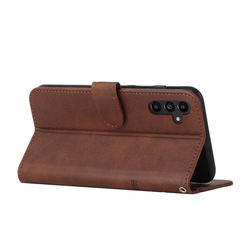 Samsung Galaxy A34 5G Case Stitching Calf Texture Magnetic Buckle Brown