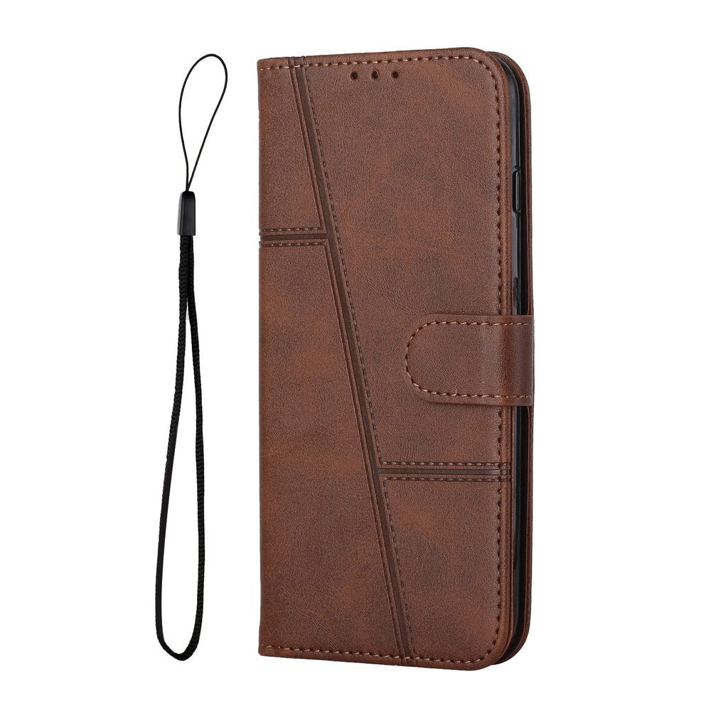 Samsung Galaxy A34 5G Case Stitching Calf Texture Magnetic Buckle Brown