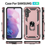 Samsung Galaxy A34 5G Case with Metal Ring Holder - Rose Gold