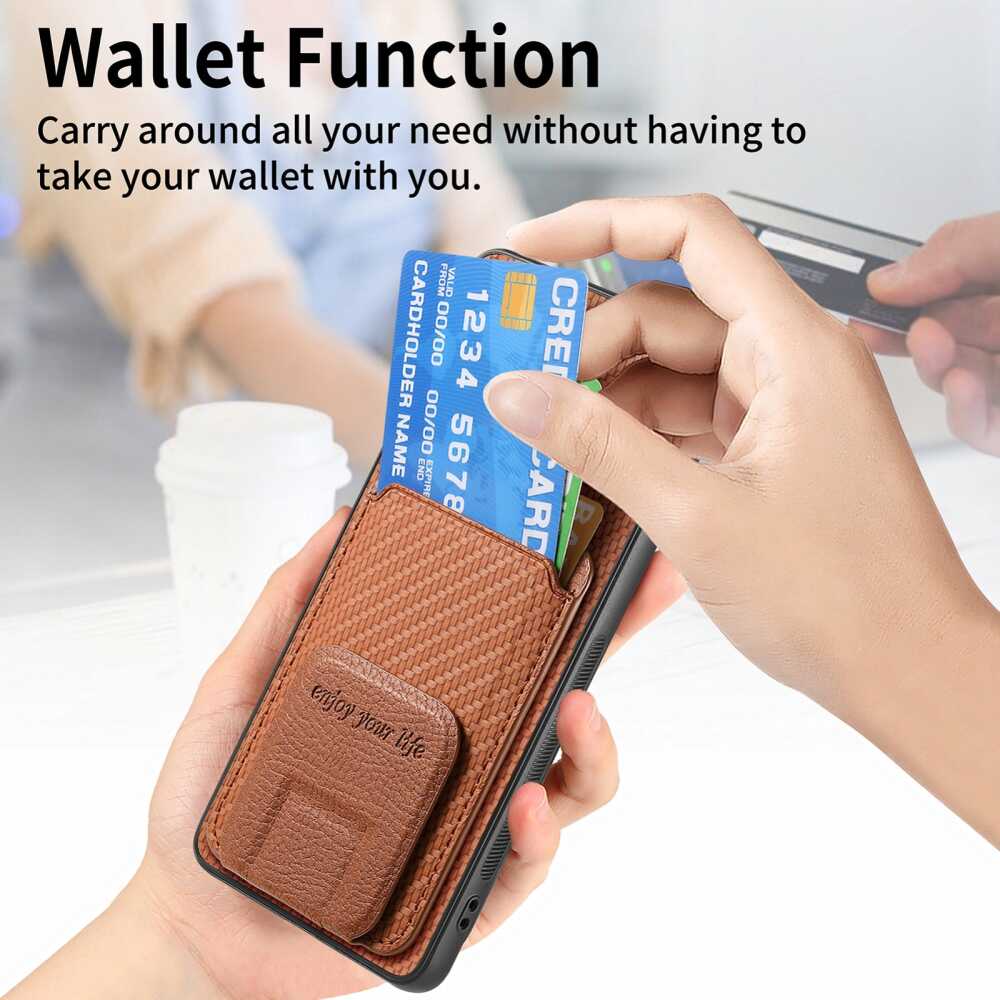 Samsung Galaxy A35 5G Case Card Bag Fold Stand - Brown