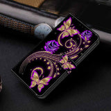 Samsung Galaxy A35 5G Case Purple Flower Butterfly Design