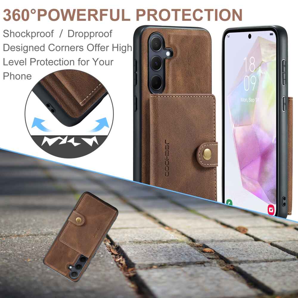 Samsung Galaxy A35 5G Case With Detachable Magnetic Wallet - Brown