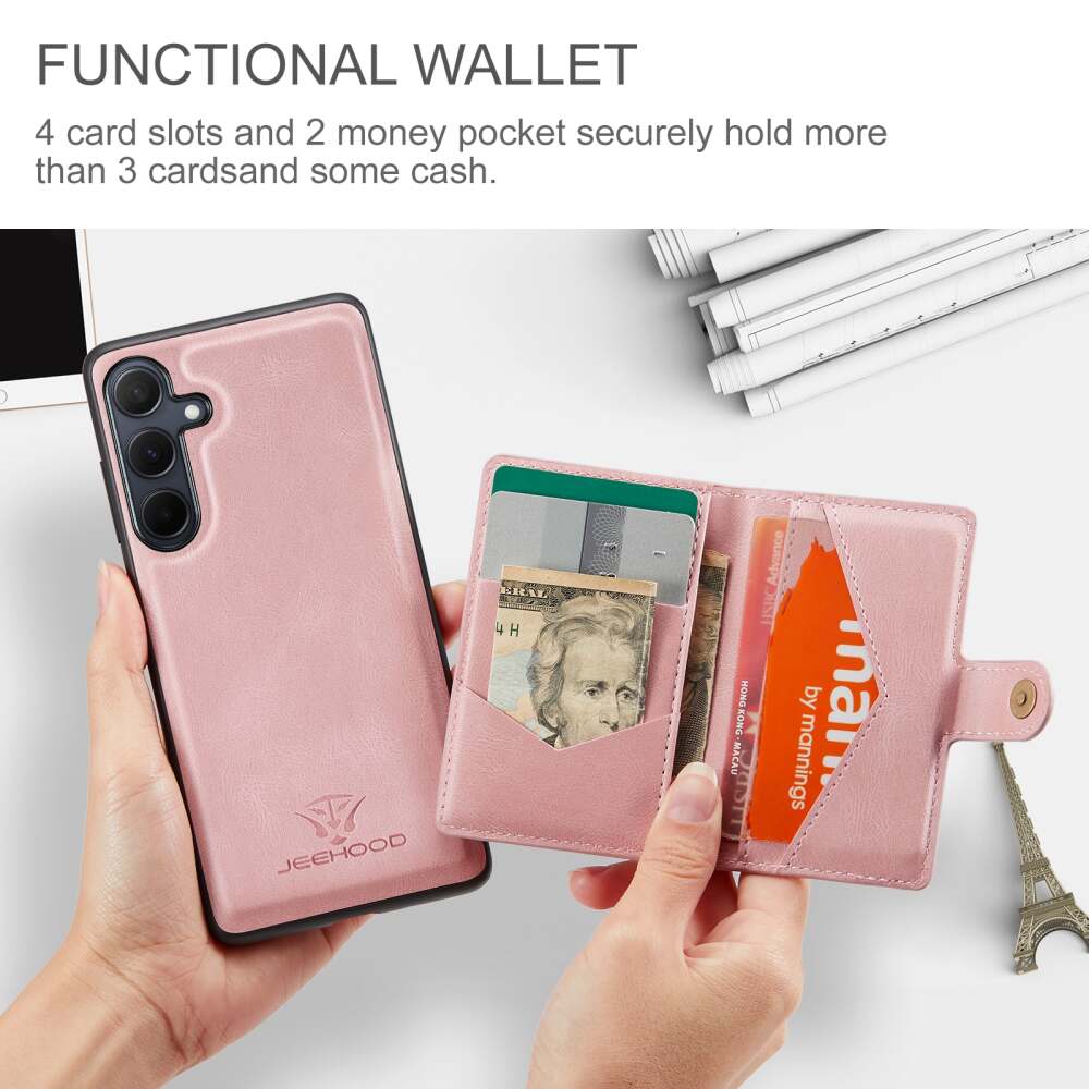 Samsung Galaxy A35 5G Case With Detachable Magnetic Wallet - Pink