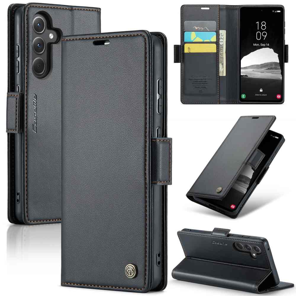 Samsung Galaxy A35 5G Case RFID Anti-theft PU Leather - Black