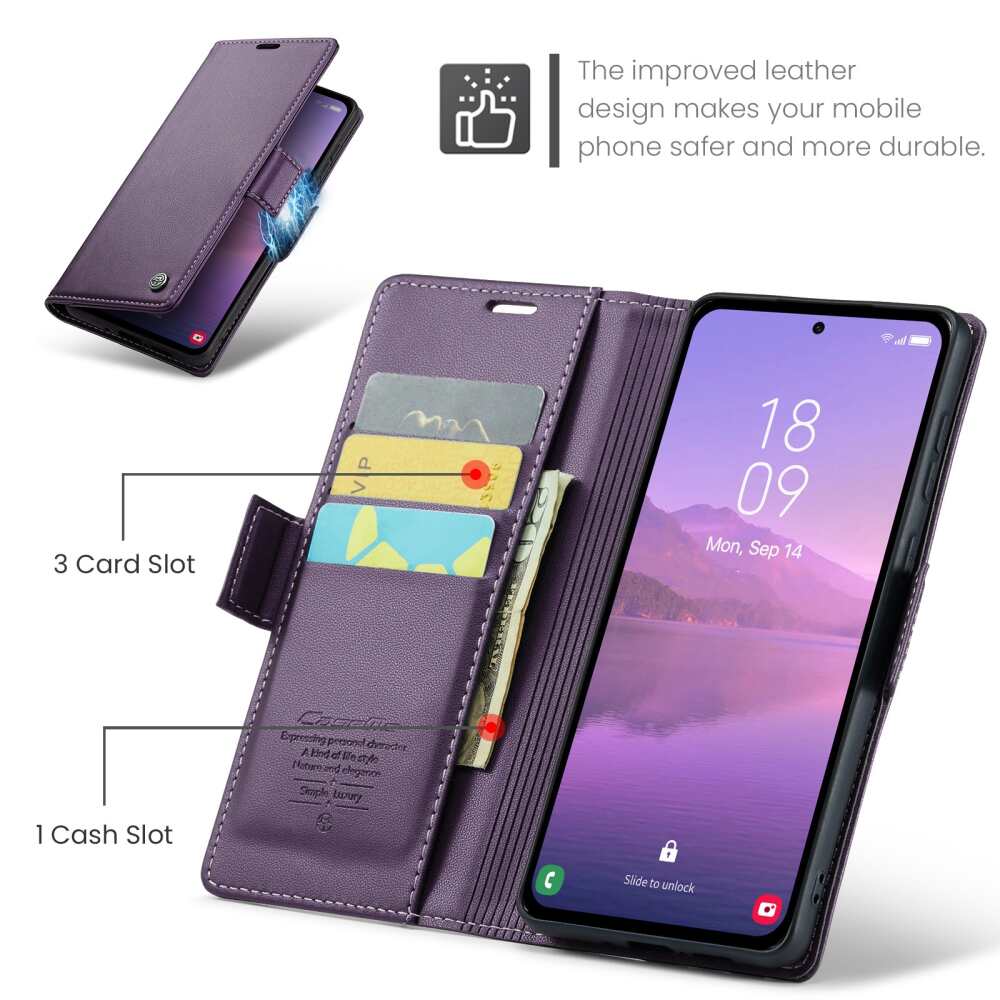 Samsung Galaxy A35 5G Case RFID Anti-theft PU - Pearly Purple
