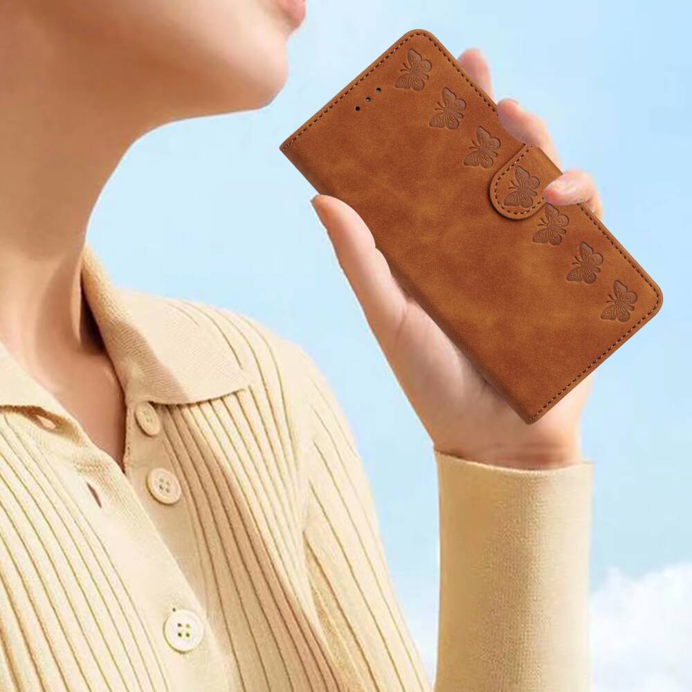 Samsung Galaxy A35 5G Case Seven Butterflies Embossed Leather - Brown