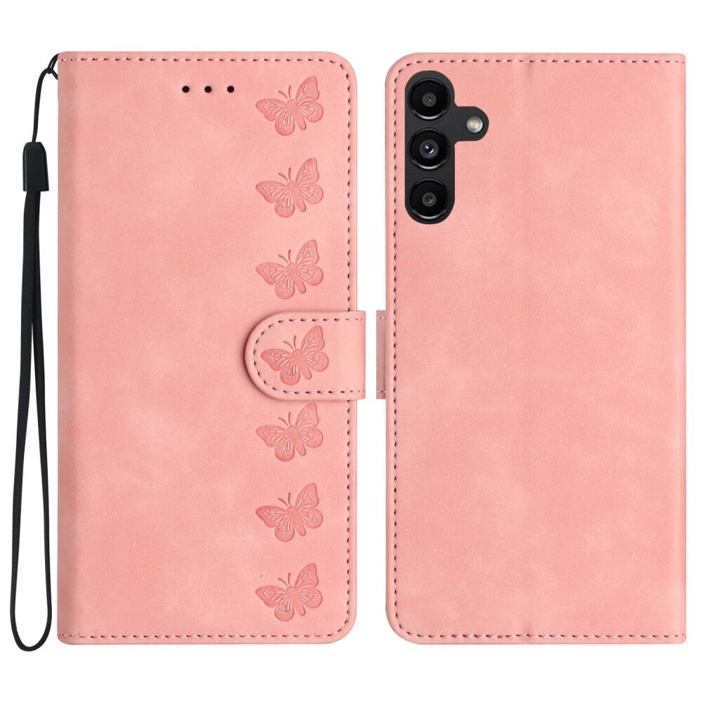 Samsung Galaxy A35 5G Case Seven Butterflies Embossed Leather - Pink