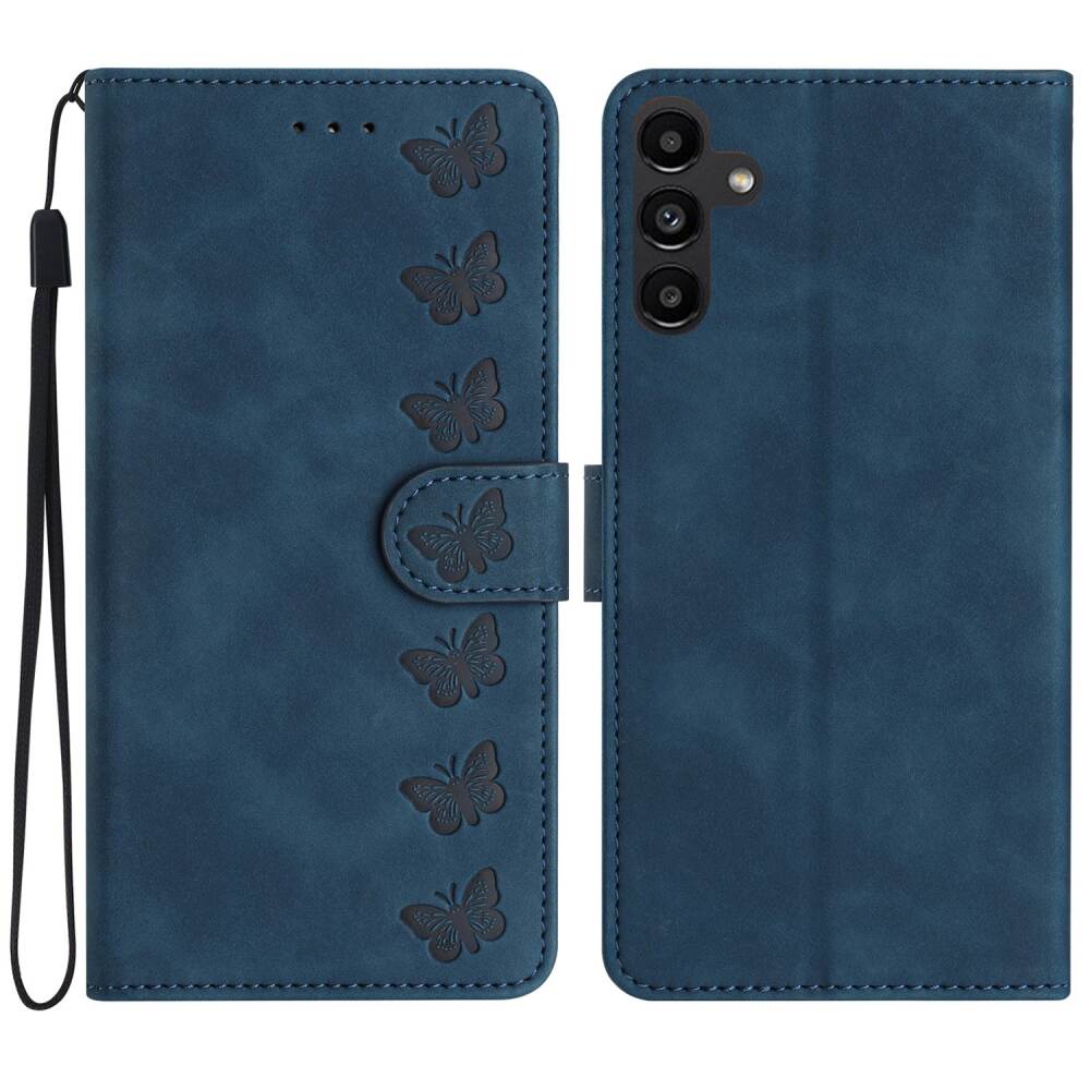 Samsung Galaxy A35 5G Case Seven Butterflies Wallet - Blue