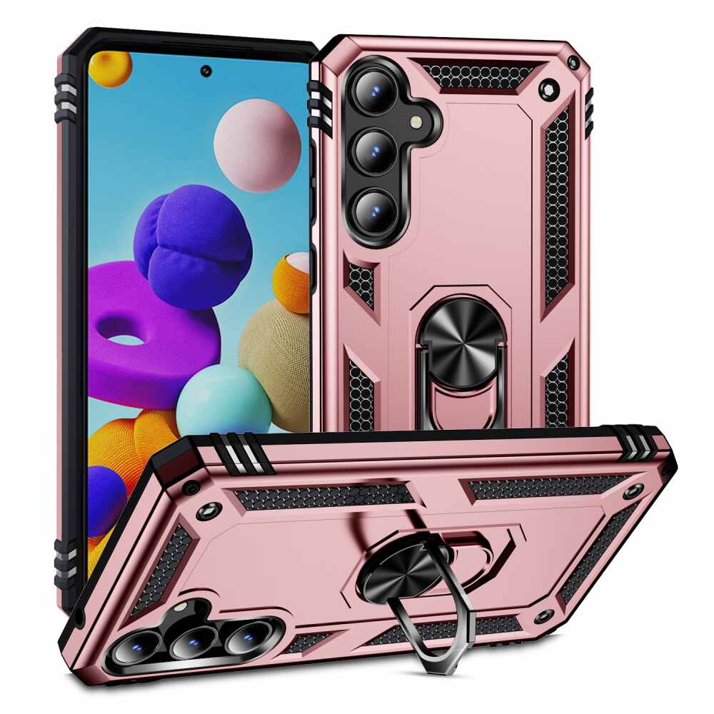 Samsung Galaxy A35 5G Case With Metal Ring Holder - Rose Gold
