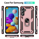 Samsung Galaxy A35 5G Case With Metal Ring Holder - Rose Gold