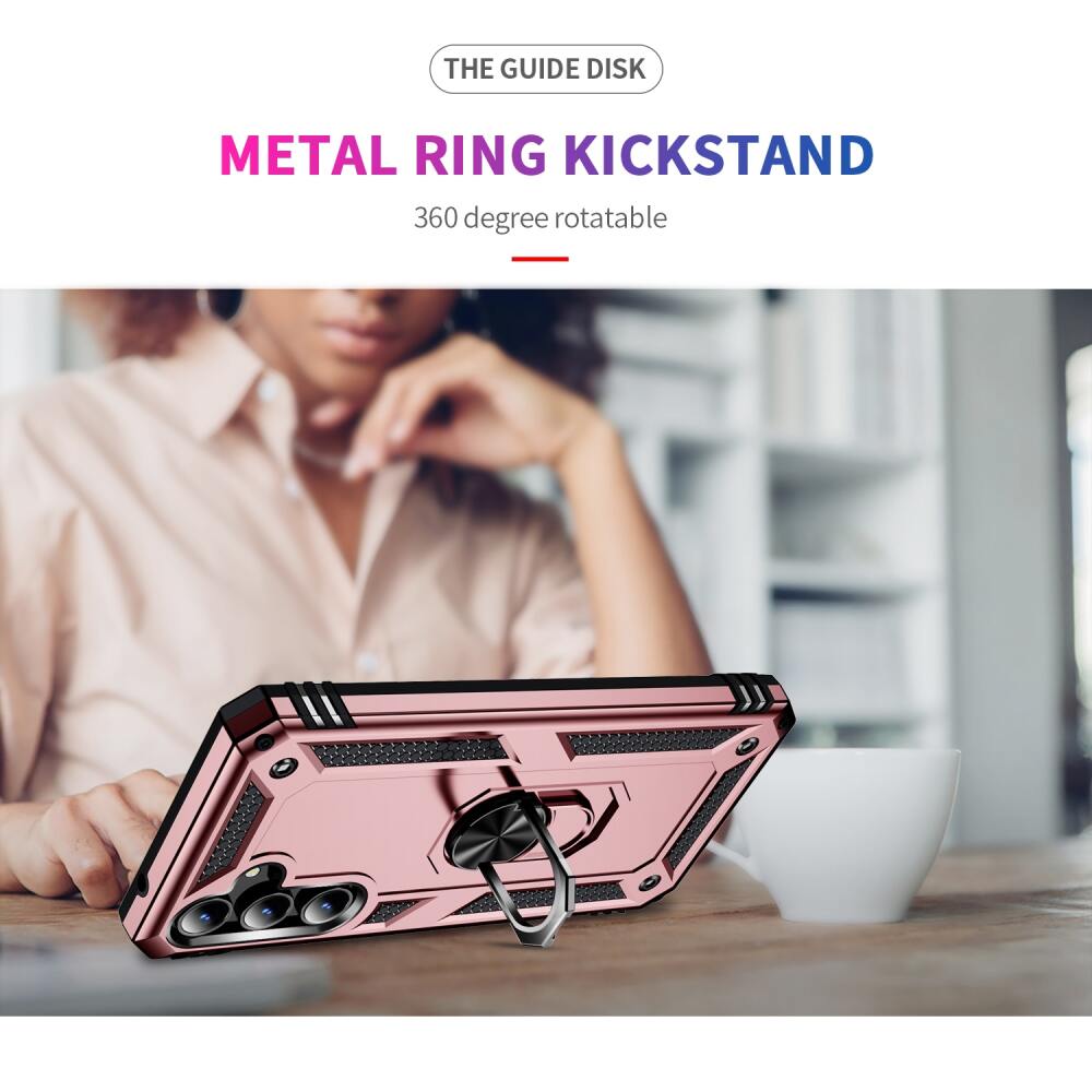 Samsung Galaxy A35 5G Case With Metal Ring Holder - Rose Gold
