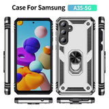 Samsung Galaxy A35 5G Case With Metal Ring Holder - Silver