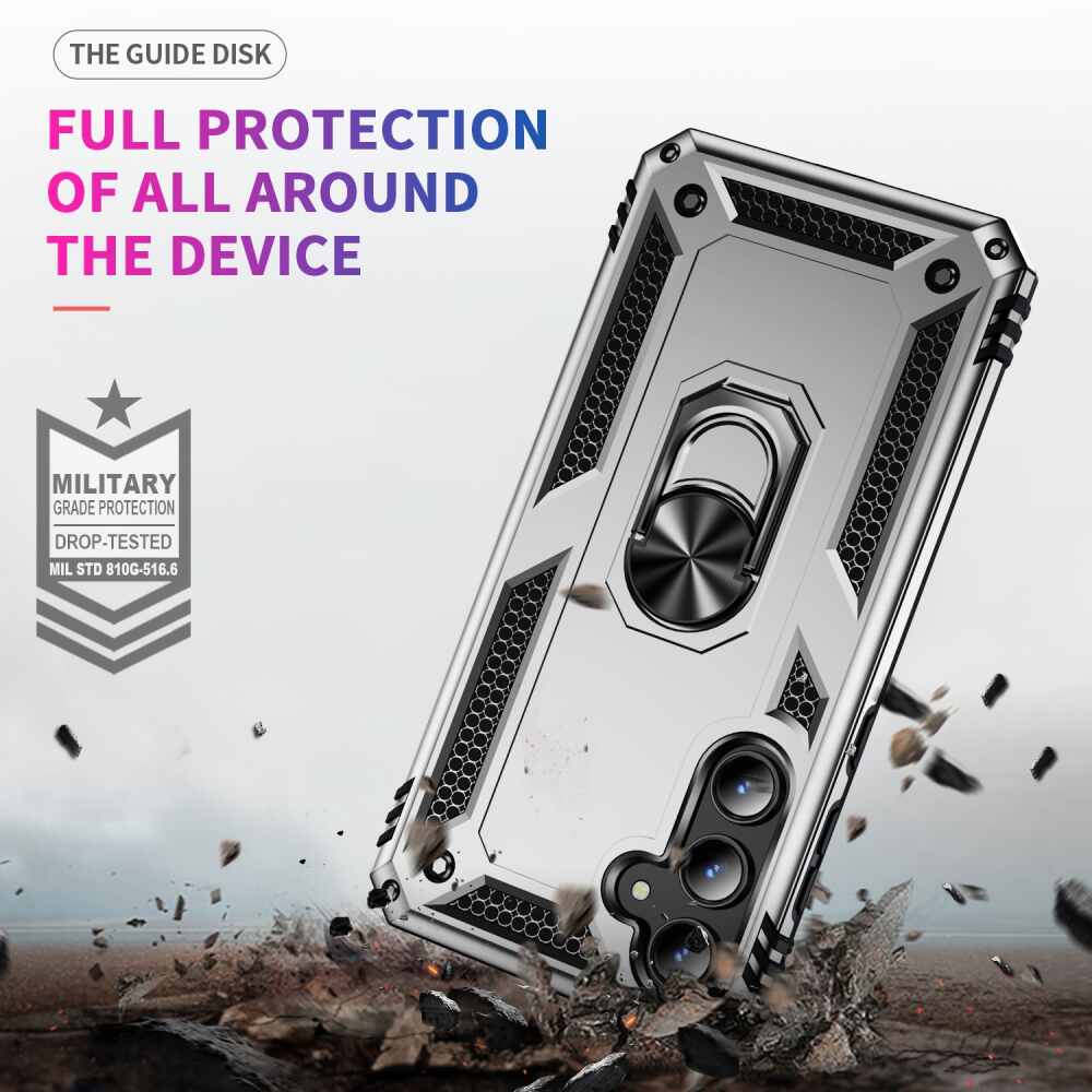 Samsung Galaxy A35 5G Case With Metal Ring Holder - Silver