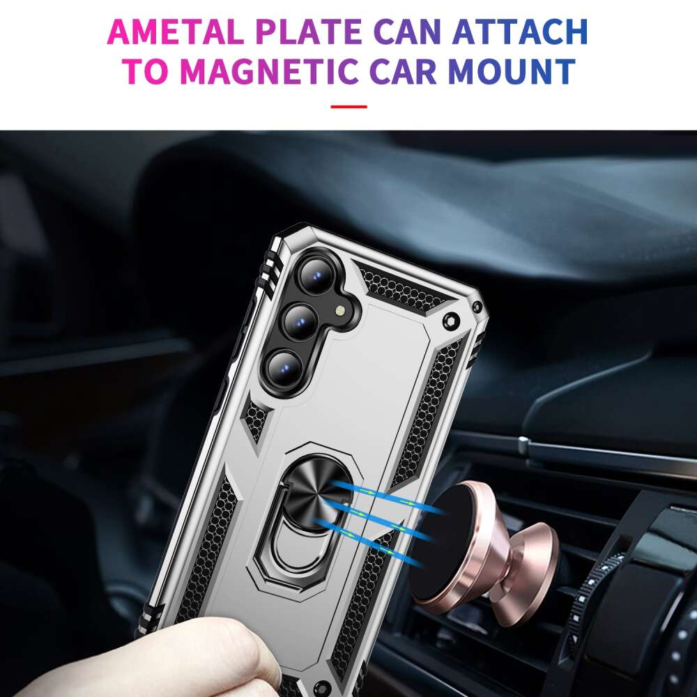 Samsung Galaxy A35 5G Case With Metal Ring Holder - Silver