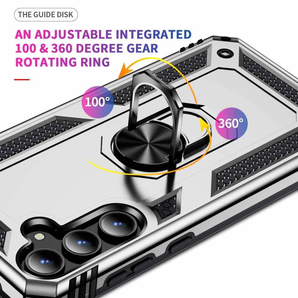 Samsung Galaxy A35 5G Case With Metal Ring Holder - Silver