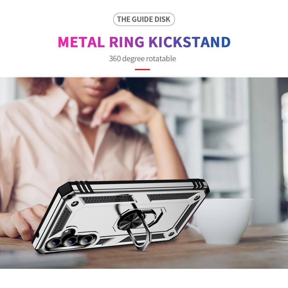 Samsung Galaxy A35 5G Case With Metal Ring Holder - Silver