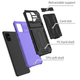 Samsung Galaxy A51 Case With Kickstand Armor Card Wallet - Black Purple