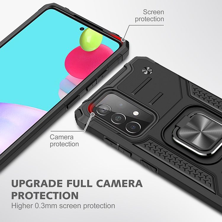 Samsung Galaxy A52 Case With Metal Ring Holder - Black