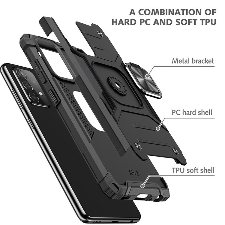 Samsung Galaxy A52 Case With Metal Ring Holder - Black