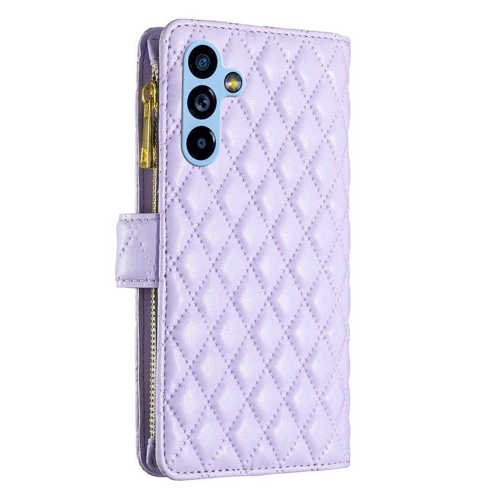 Samsung Galaxy A54 5G Case Diamond Lattice Zipper Wallet - Purple