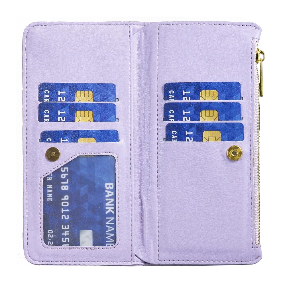 Samsung Galaxy A54 5G Case Diamond Lattice Zipper Wallet - Purple