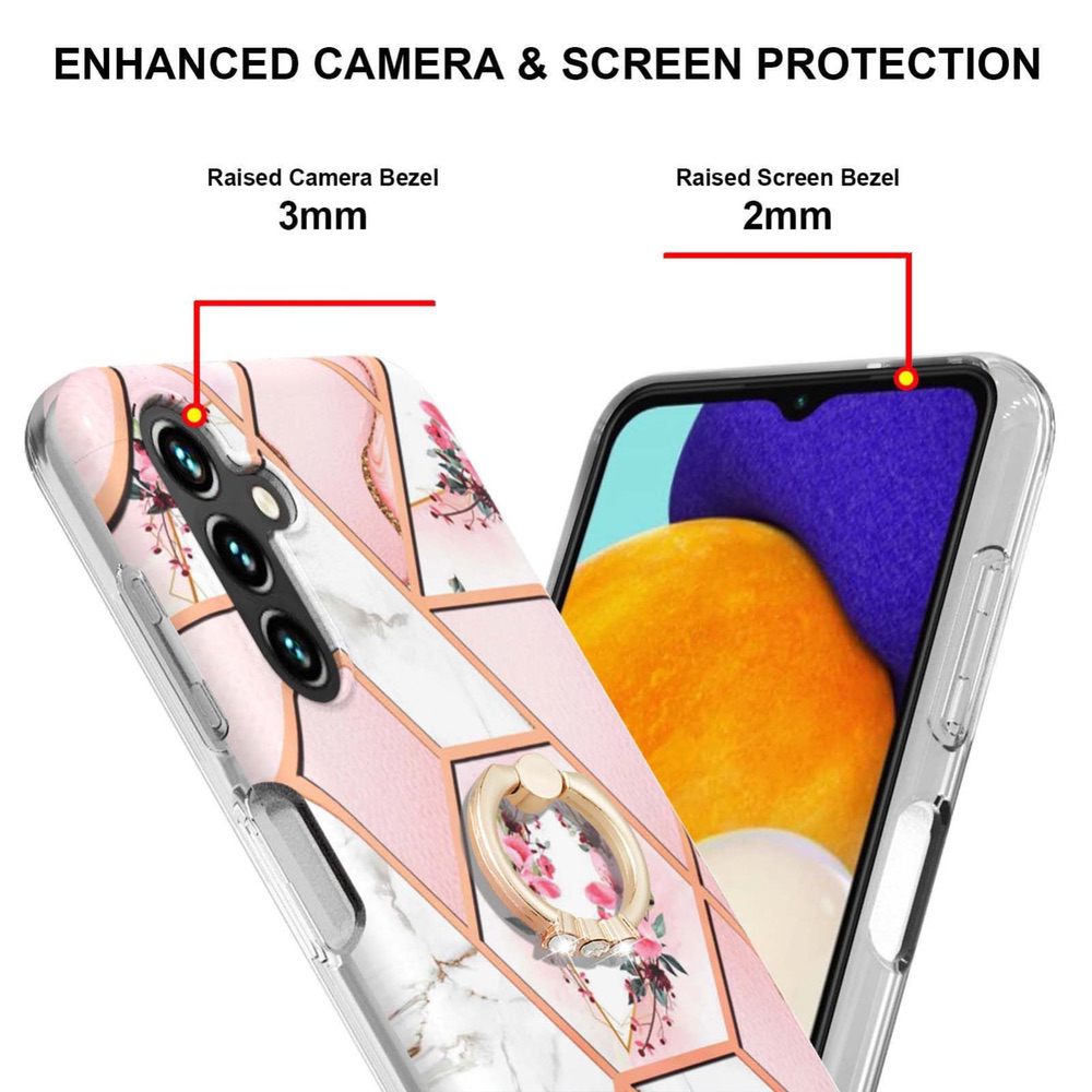 Samsung Galaxy A54 5G Case Splicing Marble IMD - Pink Flower