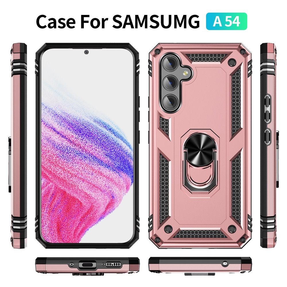 Samsung Galaxy A54 5G Case with Metal Ring Holder - Rose Gold