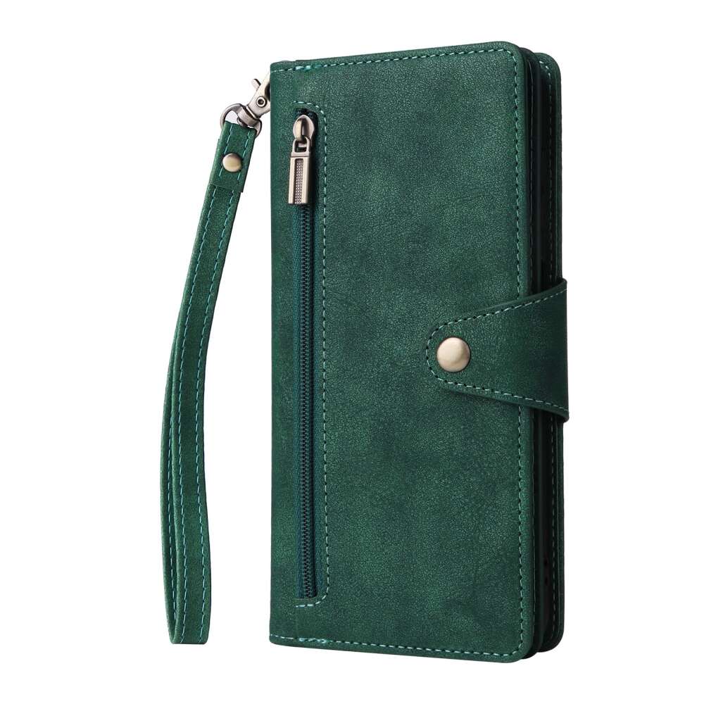Samsung Galaxy A55 5G Case 3-Fold Wallet PU Leather - Green