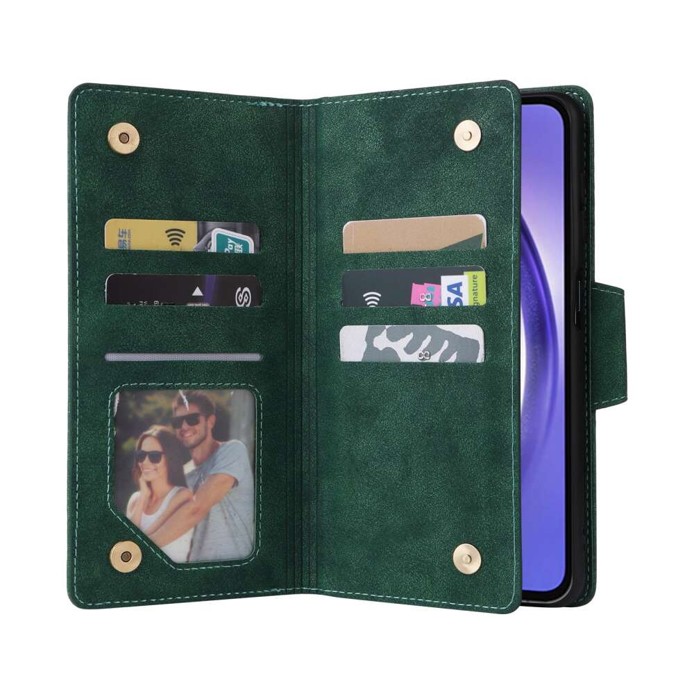 Samsung Galaxy A55 5G Case 3-Fold Wallet PU Leather - Green