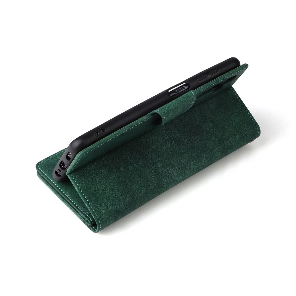 Samsung Galaxy A55 5G Case 3-Fold Wallet PU Leather - Green