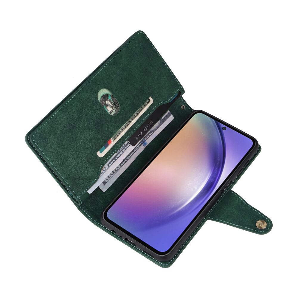 Samsung Galaxy A55 5G Case 3-Fold Wallet PU Leather - Green