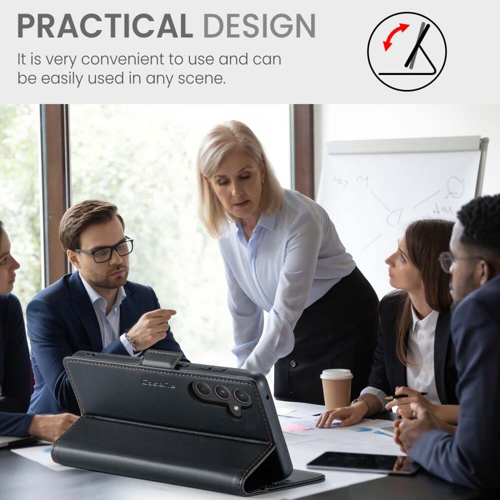 Samsung Galaxy A55 5G Case Butterfly Buckle Litchi Texture - Black