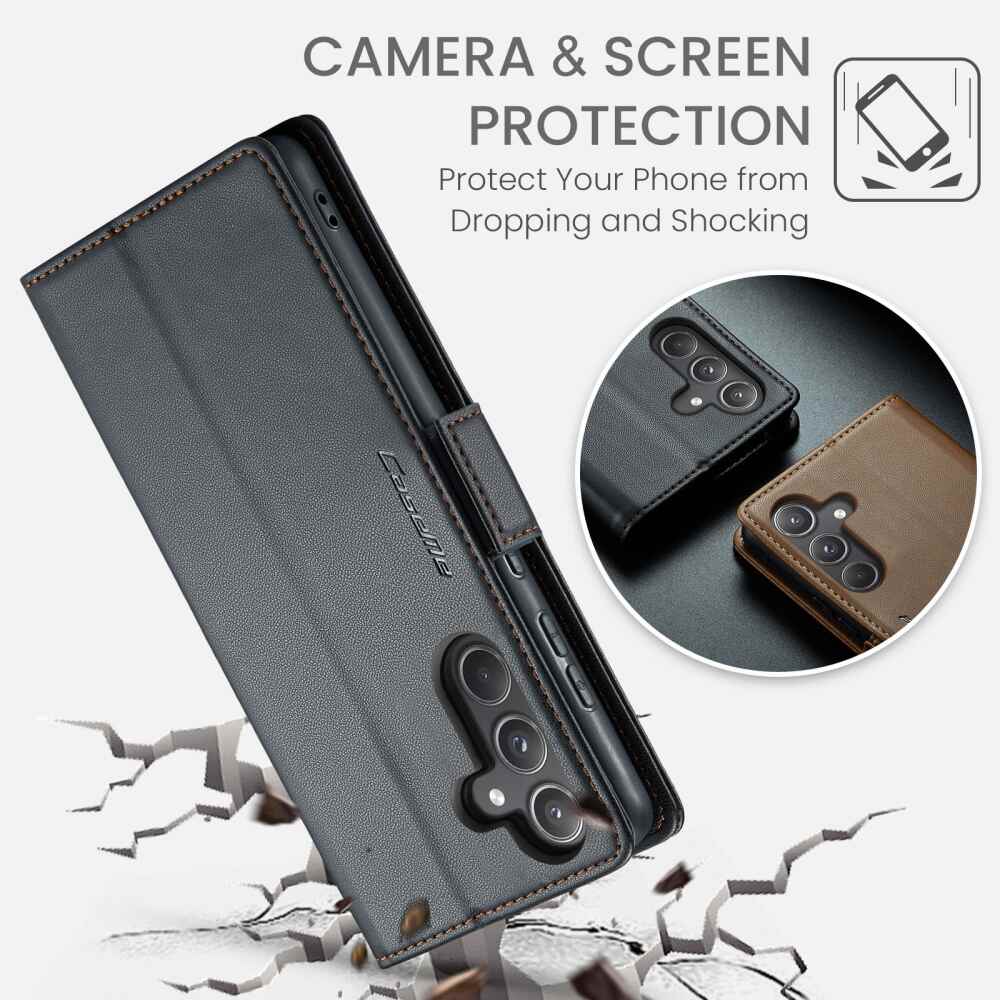 Samsung Galaxy A55 5G Case Butterfly Buckle Litchi Texture - Black