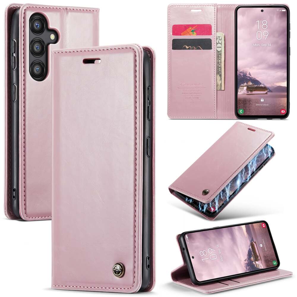 Samsung Galaxy A55 5G Case CaseMe 003 Crazy Horse Texture Flip - Pink