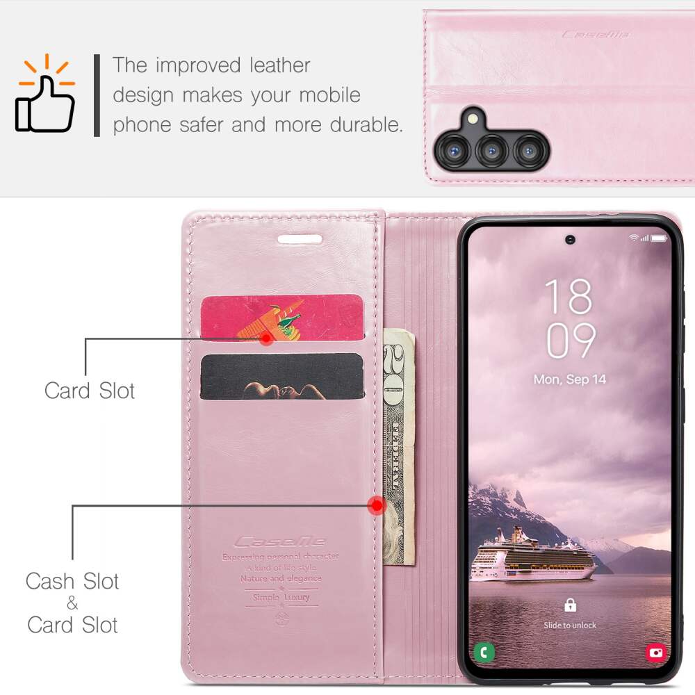 Samsung Galaxy A55 5G Case CaseMe 003 Crazy Horse Texture Flip - Pink
