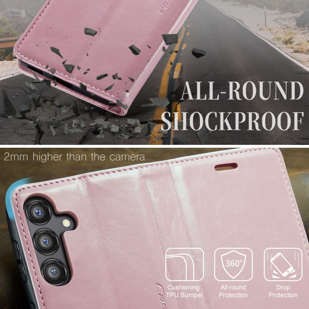 Samsung Galaxy A55 5G Case CaseMe 003 Crazy Horse Texture Flip - Pink