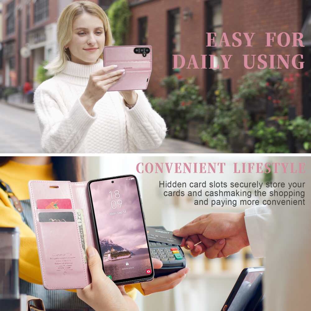 Samsung Galaxy A55 5G Case CaseMe 003 Crazy Horse Texture Flip - Pink