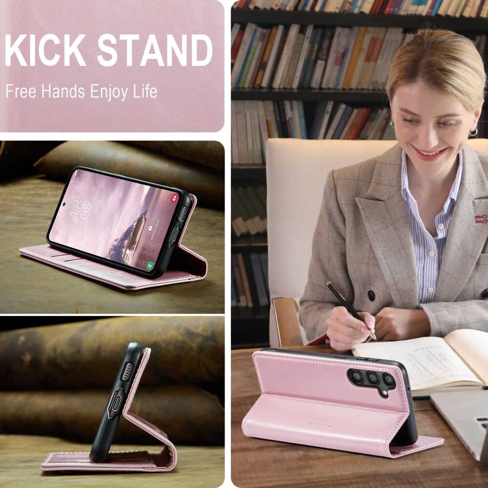 Samsung Galaxy A55 5G Case CaseMe 003 Crazy Horse Texture Flip - Pink