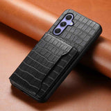 Samsung Galaxy A55 5G Case Crocodile Texture Card Bag - Black