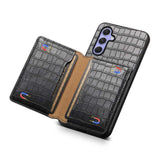 Samsung Galaxy A55 5G Case Crocodile Texture Card Bag - Black