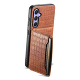Samsung Galaxy A55 5G Case Crocodile Texture Card Bag - Brown