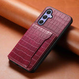 Samsung Galaxy A55 5G Case Crocodile Texture Card Bag - Red