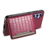 Samsung Galaxy A55 5G Case Crocodile Texture Card Bag - Red