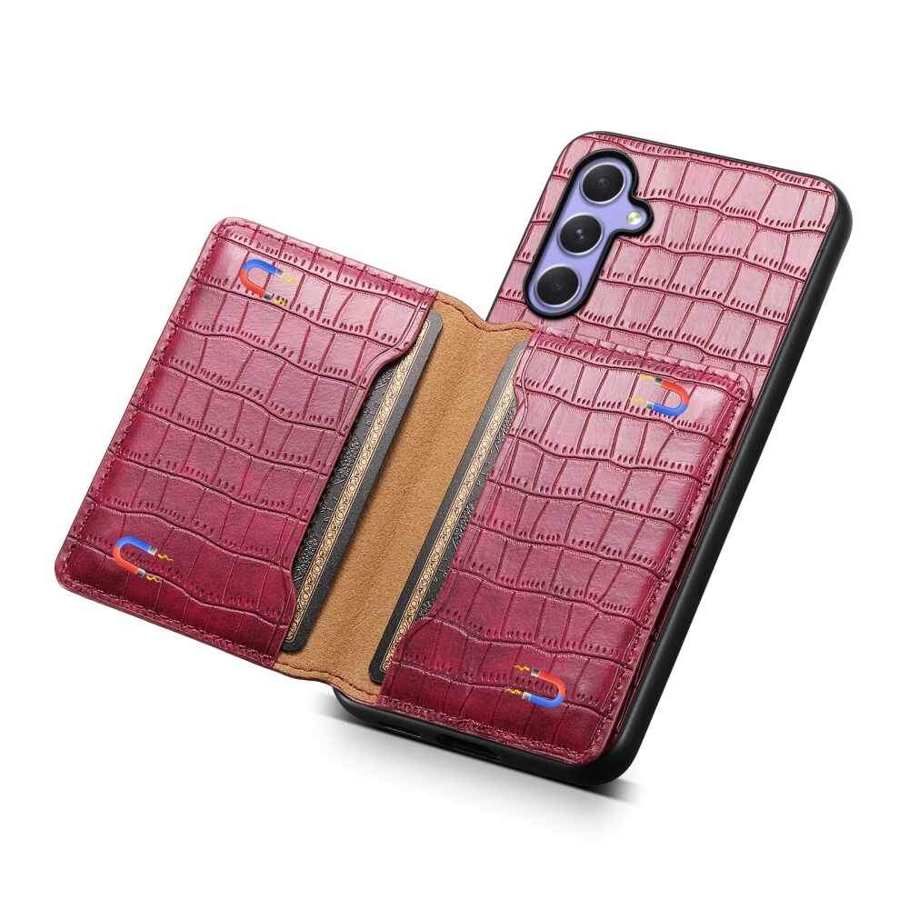Samsung Galaxy A55 5G Case Crocodile Texture Card Bag - Red