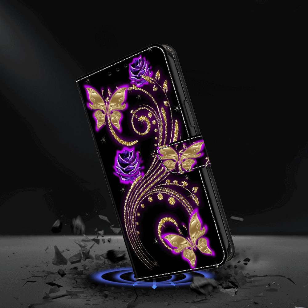 Samsung Galaxy A55 5G Case Crystal 3D - Purple Flower Butterfly