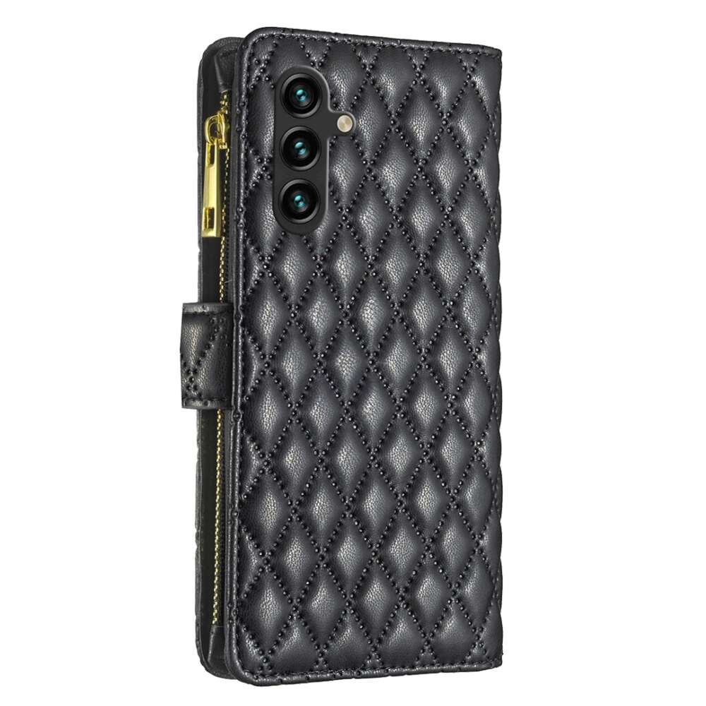 Samsung Galaxy A55 5G Case Diamond Lattice PU Leather - Black