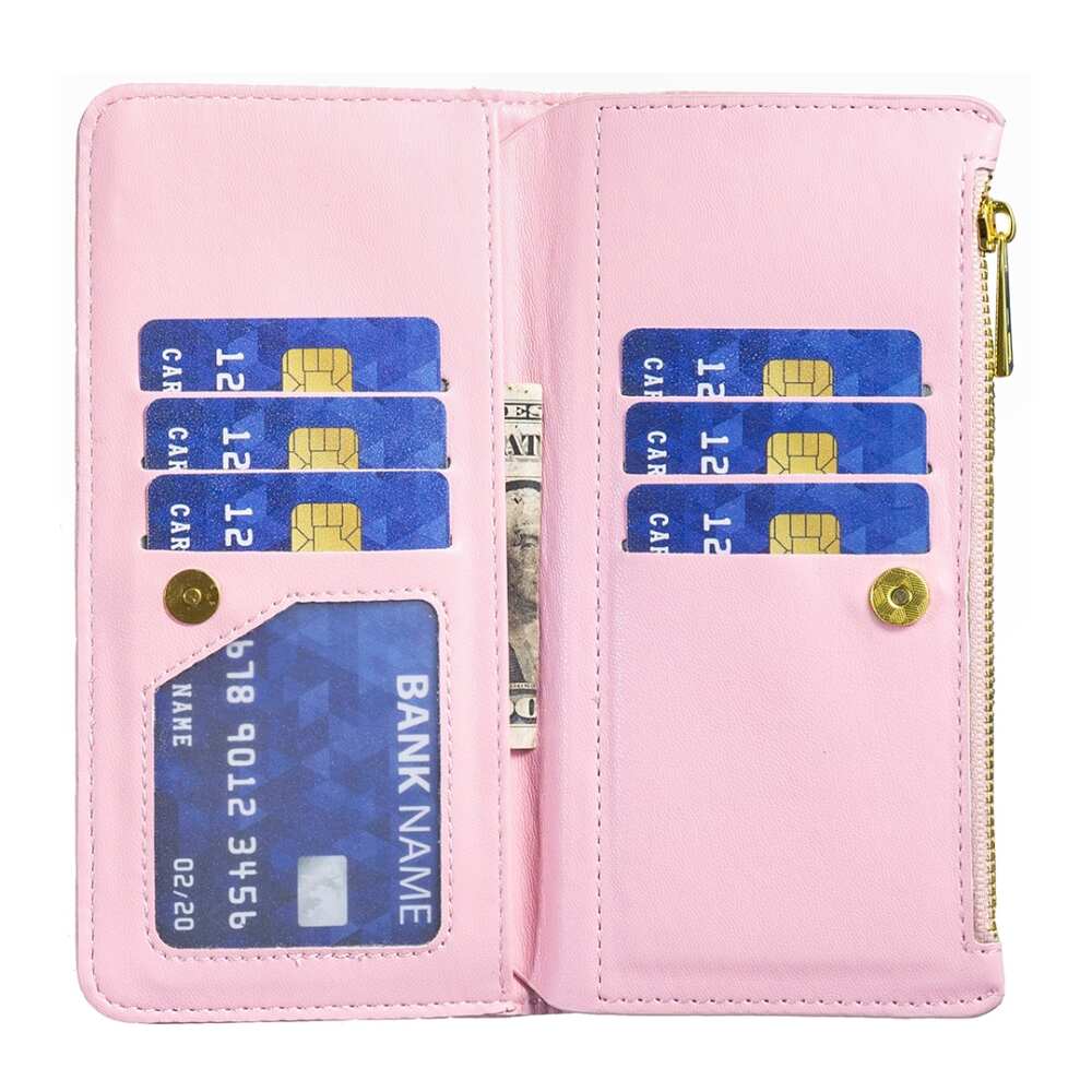 Samsung Galaxy A55 5G Case Diamond Lattice Zipper Wallet - Pink