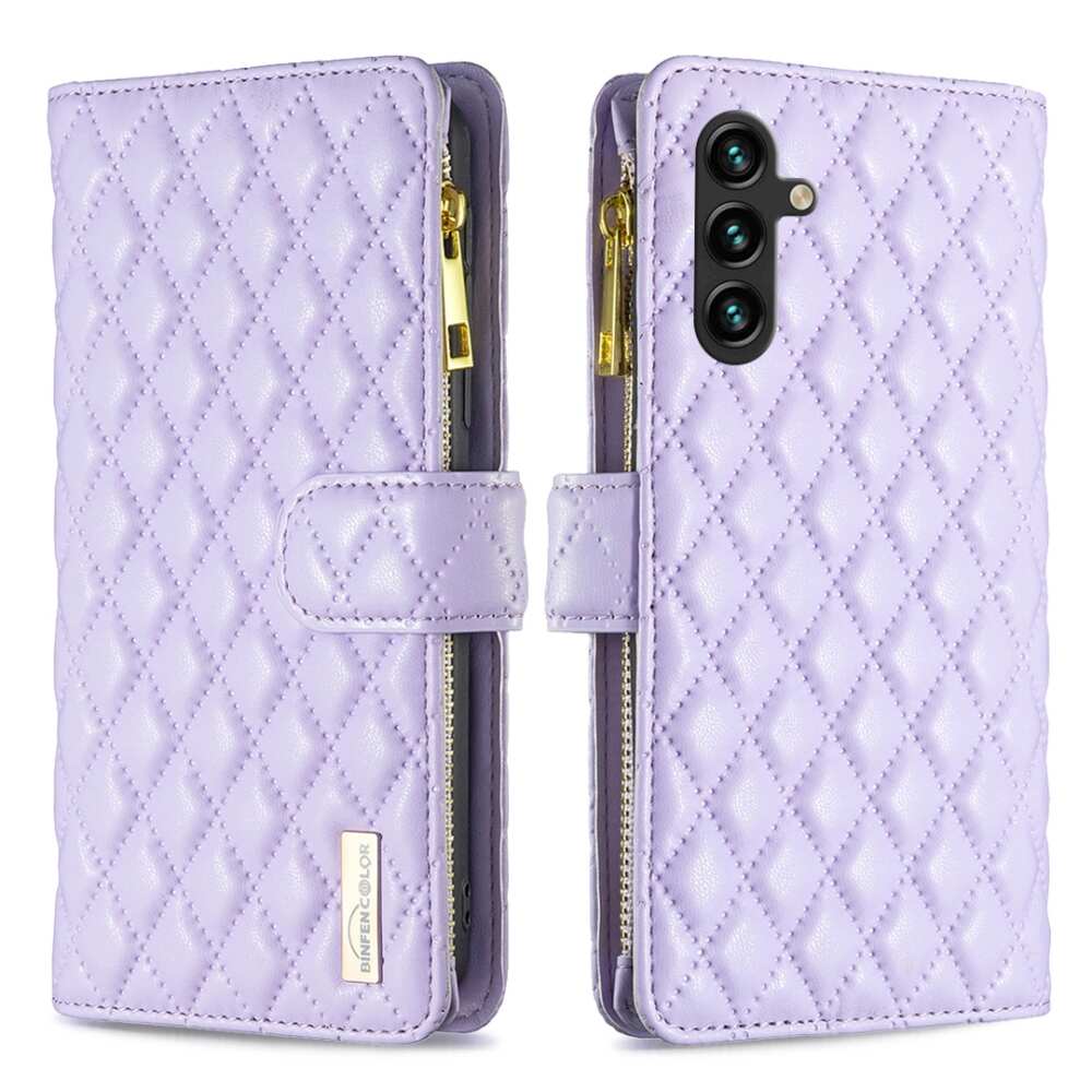 Samsung Galaxy A55 5G Case Diamond Lattice Wallet - Purple